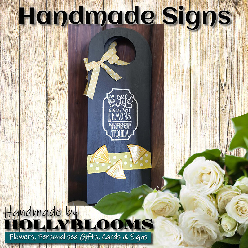 Handmade Door Hanger Sign - LIFE brings you Lemons
