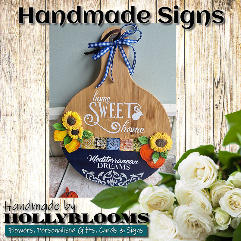 Handmade Wall Hanging Sign - HOME SWEET HOME - Mediterranean Dreams
