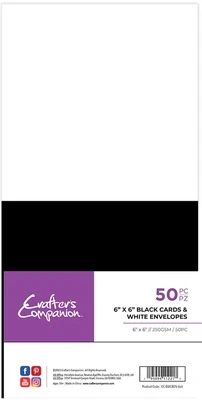 Crafters Companion Card &amp; Envelopes x100 (50 of each) 6&quot; x 6&quot; BLACK