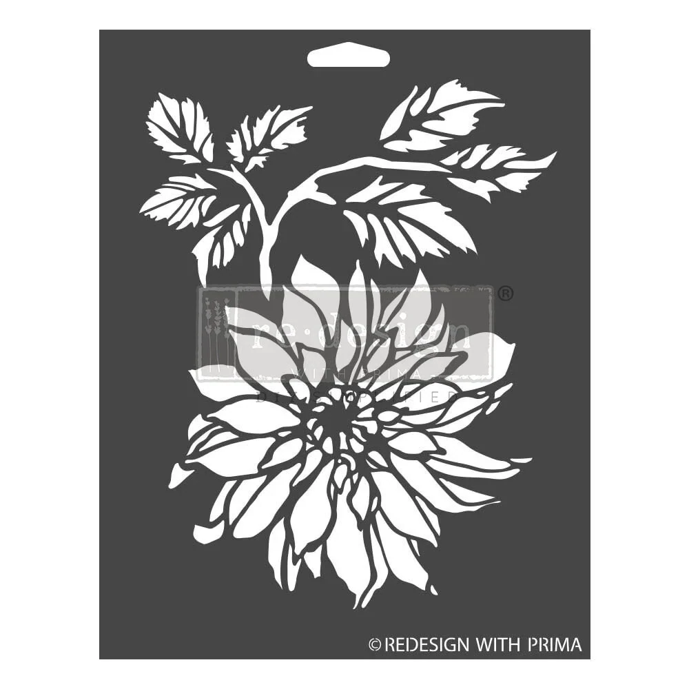 PRIMA Kacha Re-Design Decor Stencils 9&quot; x 12&quot; DAHLIA GARDEN  **Pre-Order**