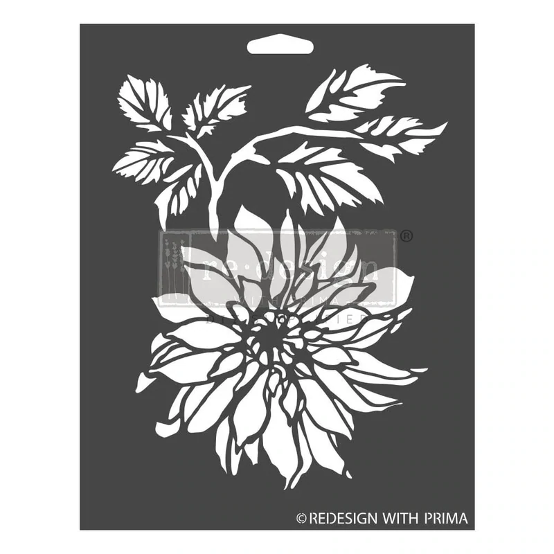 PRIMA Kacha Re-Design Decor Stencils 9&quot; x 12&quot; DAHLIA GARDEN  **Pre-Order**