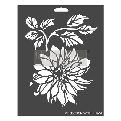 PRIMA Kacha Re-Design Decor Stencils 9&quot; x 12&quot; DAHLIA GARDEN  **Pre-Order**