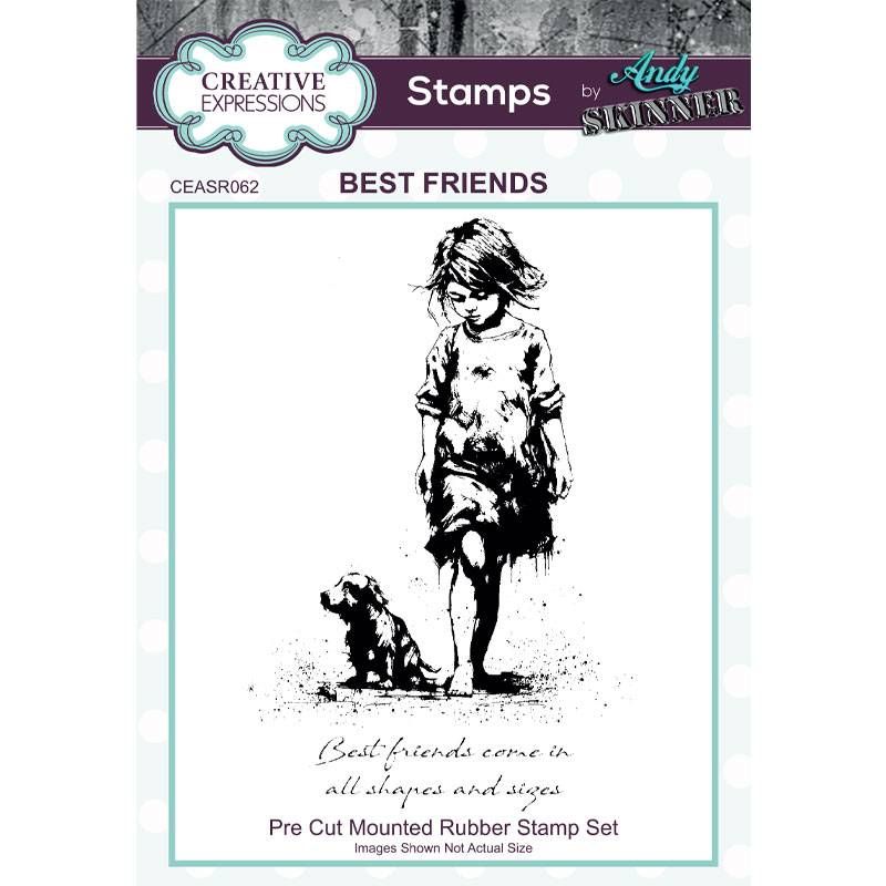 Andy Skinner Pre Cut Mounted Rubber Stamp Set BEST FRIENDS