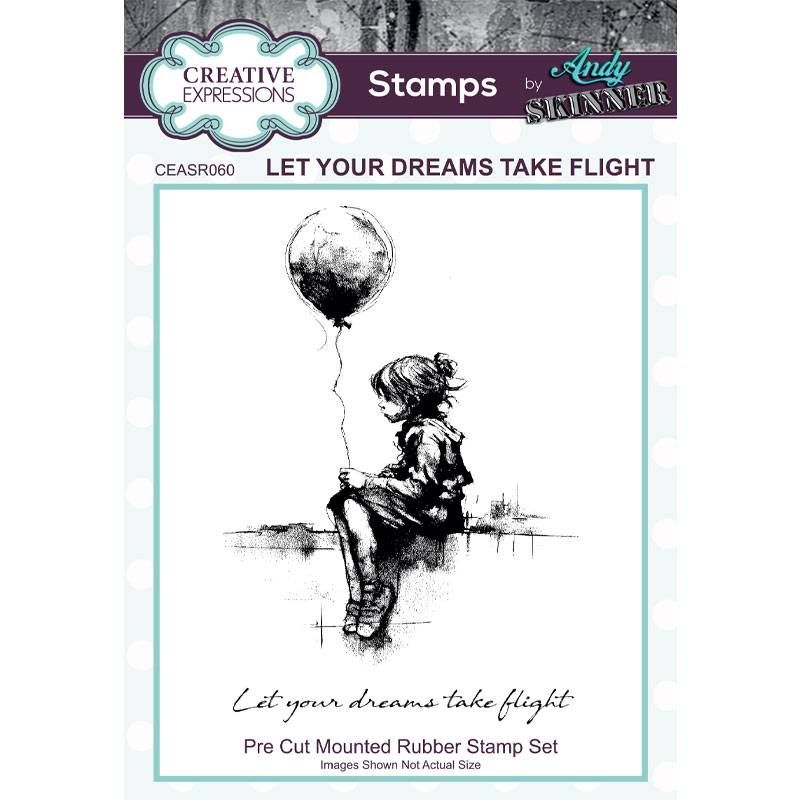 Andy Skinner Pre Cut Mounted Rubber Stamp Set LET YOUR DREAMS TAKE FLIGHT