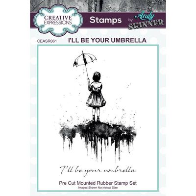 Andy Skinner Pre Cut Mounted Rubber Stamp Set I&#39;LL BE YOUR UMBERELLA