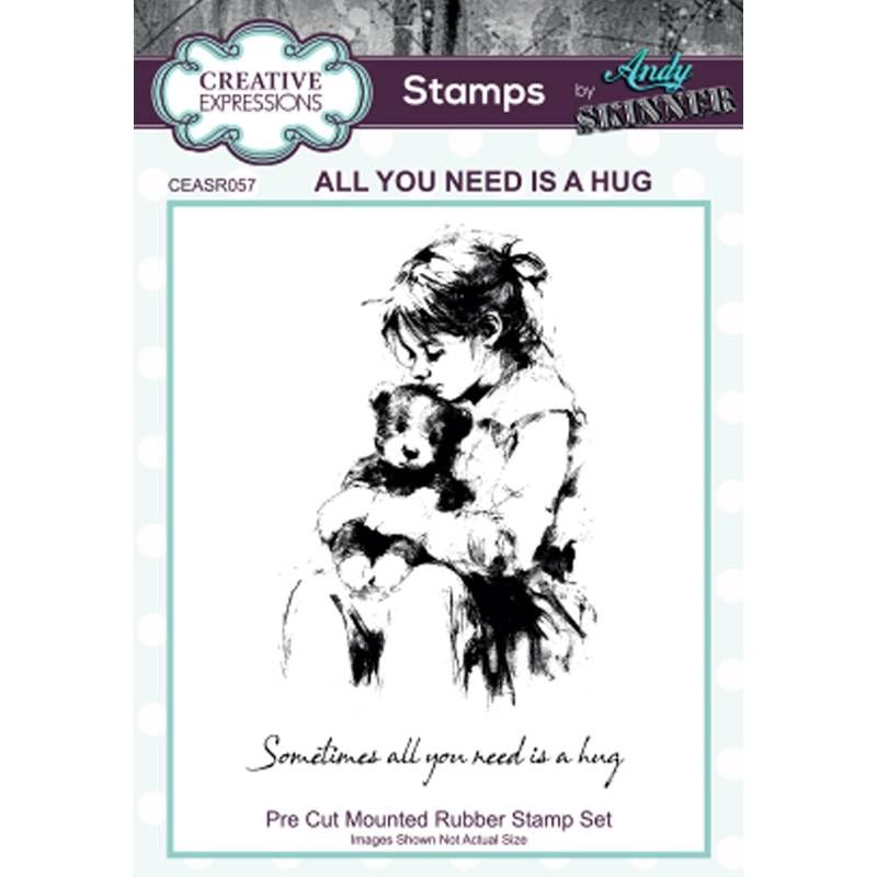 Andy Skinner Pre Cut Mounted Rubber Stamp Set ALL YOU NEED IS A HUG
