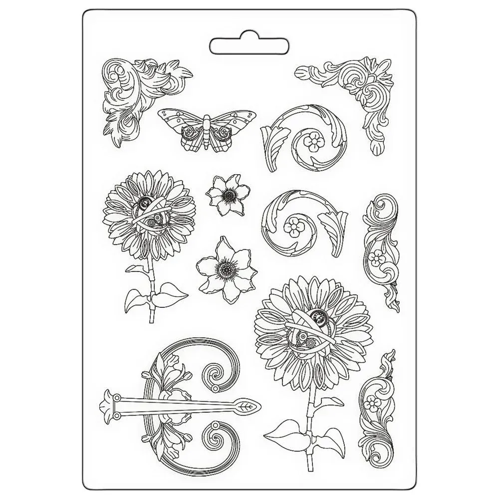Stamperia Soft Mould A4 Sir Vagabond Fantasy MECHANICAL SUNFLOWER K3PTA4574