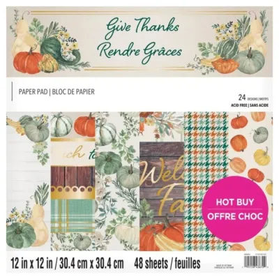 Craft Smith Recollections Paper Pad 12&quot; x 12&quot; GIVE THANKS