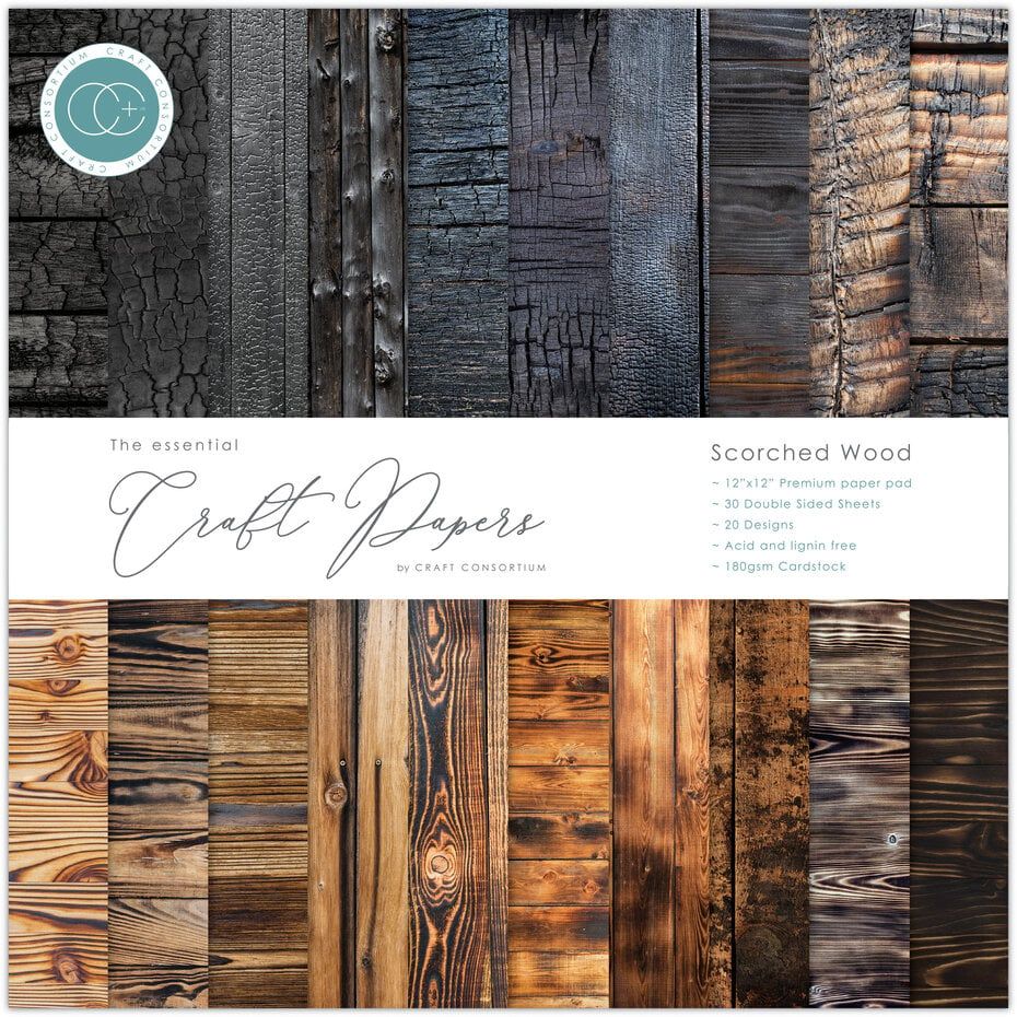 Craft Consortium Paper Pad SCORCHED WOOD 12x12