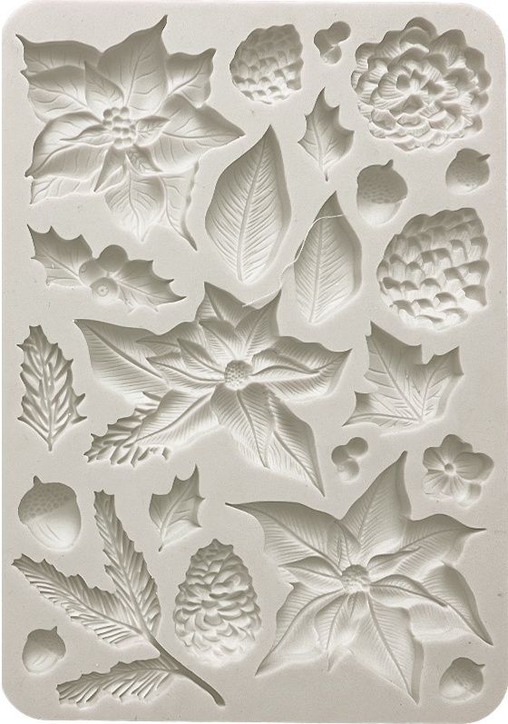 Stamperia Silicon Mould A5 The Nutcracker POINSETTIA &amp; PINECONES
