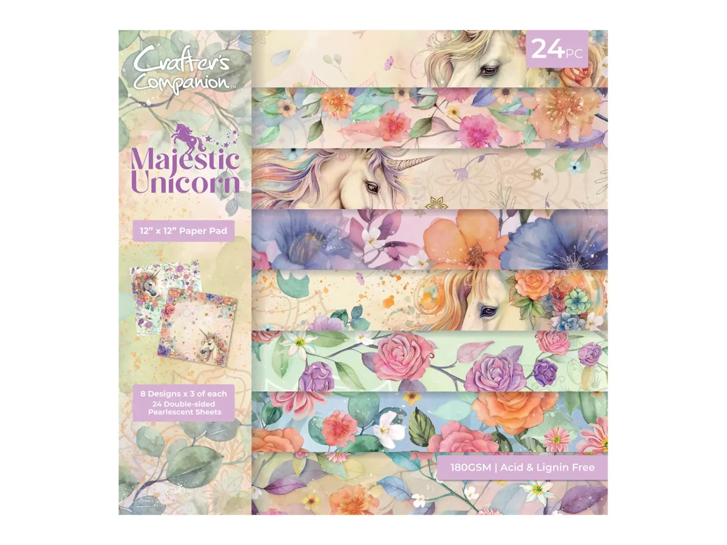 Crafters Companion Majestic Unicorn Paper Pad 12&quot;x12&quot;