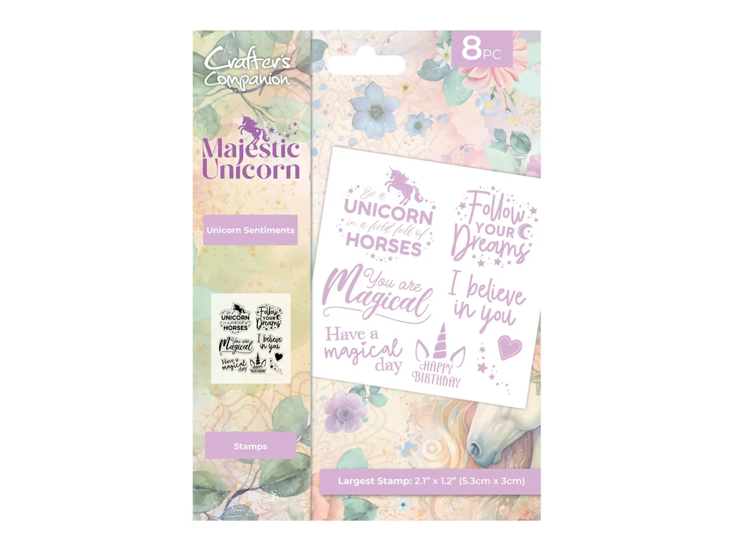 Crafters Companion Majestic Unicorn Acrylic Stamp Set UNICORN SENTIMENTS