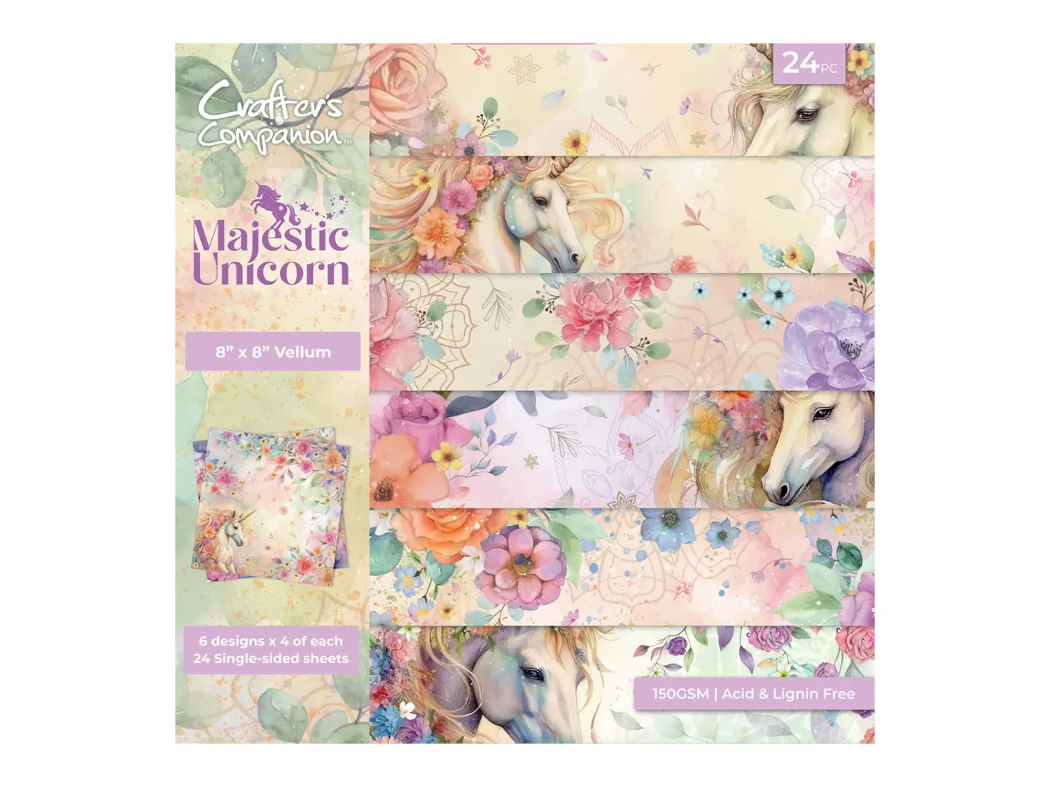 Crafters Companion Majestic Unicorn Vellum 8&quot;x8&quot;
