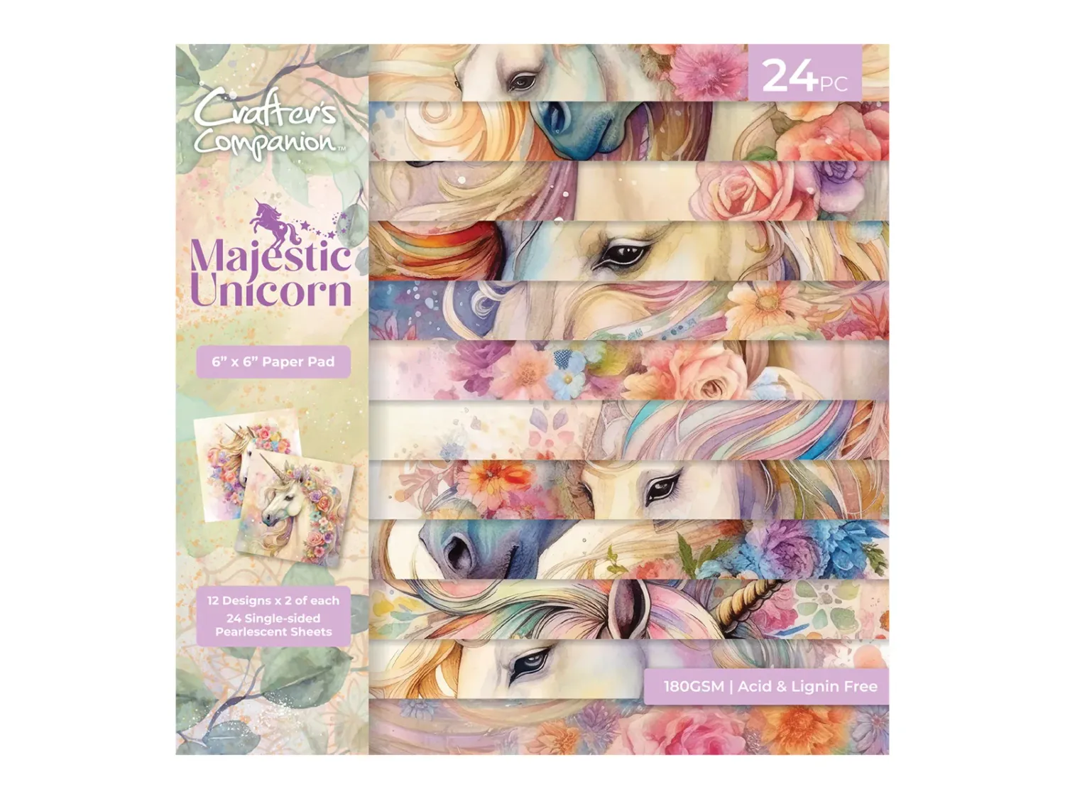 Crafters Companion Majestic Unicorn Paper Pad 6&quot;x6&quot;