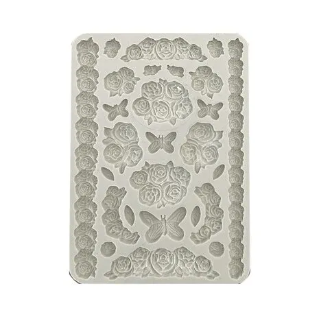 Stamperia Silicone Mould Shabby Rose A5 ROSES &amp; BUTTERFLIES