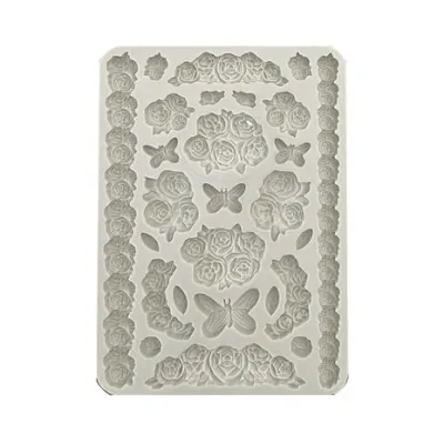 Stamperia Silicone Mould Shabby Rose A5 ROSES &amp; BUTTERFLIES