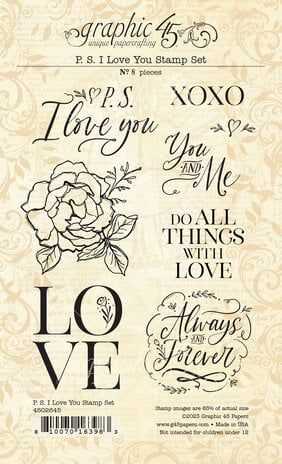 Graphic 45 P.S I LOVE YOU Clear Stamps