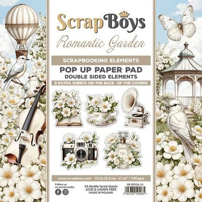 Scrap Boys ROMANTIC GARDEN 6x6 Pop Up Paper Pad