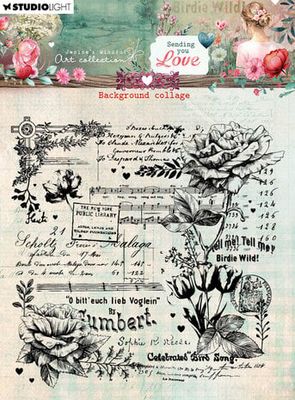 Studio Light Sending You Love  Clear Stamp BACKROUND COLLAGE