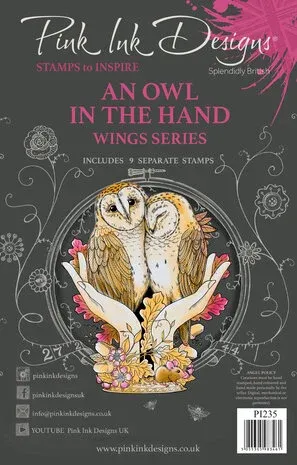 Pink Ink Designs A5 Clear Stamps Wings Series AN OWL IN THE HAND