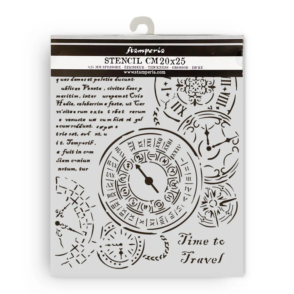 Stamperia Venice City Of Art Stencil 20 x 25 TIME TO TRAVEL