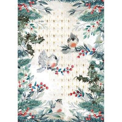 Stamperia A4 Rice Paper ROMANTIC CHRISTMAS BIRDS