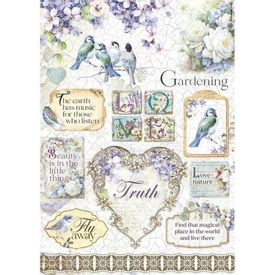 Stamperia A4 Rice Paper LOVE NATURE BIRDS