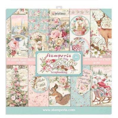 Stamperia Paper Pad 6x6 PINK CHRISTMAS