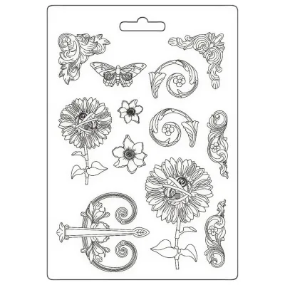 Stamperia Soft Mould A4 Sir Vagabond Fantasy MECHANICAL SUNFLOWER K3PTA4574