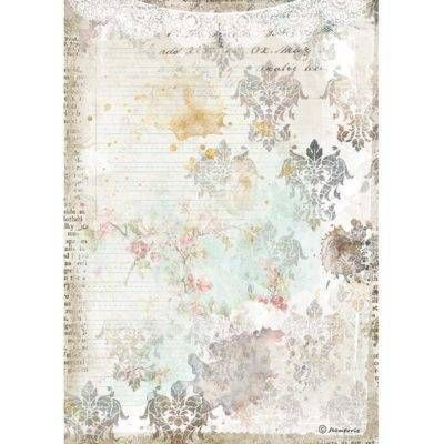 Stamperia A4 Rice Paper Romantic Journal TEXTURE WITH LACE