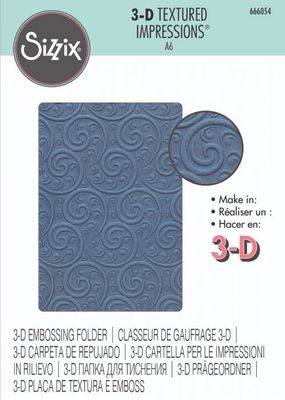 Sizzix 3-D A6 Textured Impressions Embossing Folder - ORNAMENTAL SPIRAL 666054