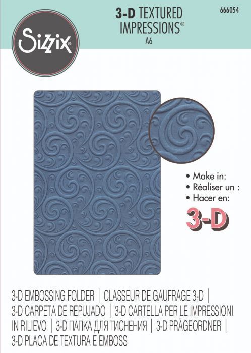 Sizzix 3-D A6 Textured Impressions Embossing Folder - ORNAMENTAL SPIRAL 666054