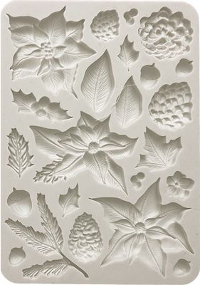 Stamperia Silicon Mould A5 The Nutcracker POINSETTIA &amp; PINECONES