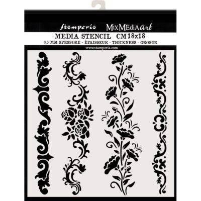 Stamperia Media Stencil 18 x18 BORDERS
