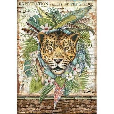 Stamperia A4 Rice Paper Amazonia JAGUAR