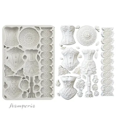 Stamperia Silicone Mould A5 Old Lace MANNEQUINS &amp; CORSETS
