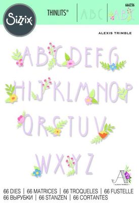 Sizzix Thinlits Die Set 666236 FLORAL ALPHABET