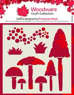 Woodware Stencil 6" x 6" MUSHROOMS FRST062