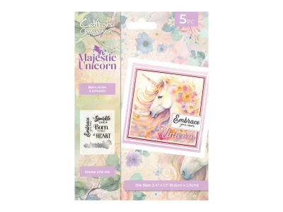 Crafters Companion Majestic Unicorn Stamp &amp; Die Set BORN TO BE A UNICORN