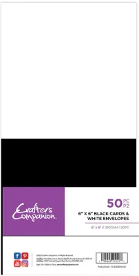 Crafters Companion Card &amp; Envelopes x100 (50 of each) 6" x 6" BLACK