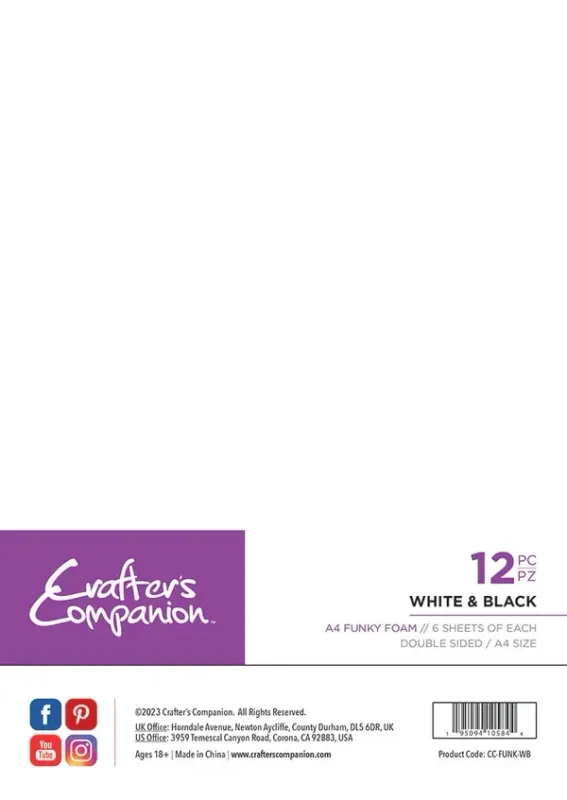 Crafters Companion A4 FUNKY FOAM SHEETS x 12 Sheets