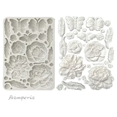 Stamperia Silicone Mould A5 Old Lace BUTTERFLY &amp; FLOWERS