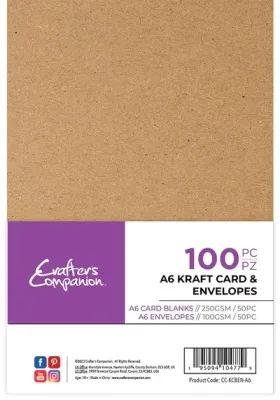 Crafters Companion Card &amp; Envelopes x100 (50 of each) A6 KRAFT