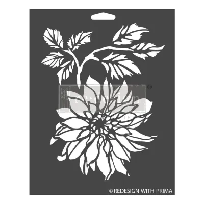 PRIMA Kacha Re-Design Decor Stencils 9" x 12" DAHLIA GARDEN  **Pre-Order**