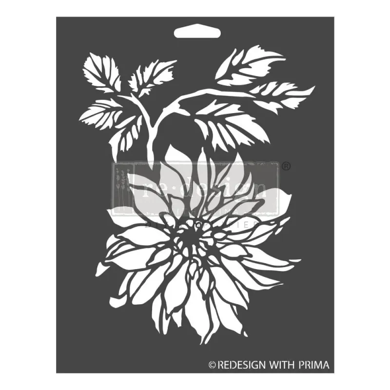 PRIMA Kacha Re-Design Decor Stencils 9" x 12" DAHLIA GARDEN  **Pre-Order**