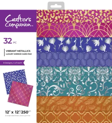 Crafters Companion 12"x12" Luxury Mirror Card Pad VIBRANT METALLICS