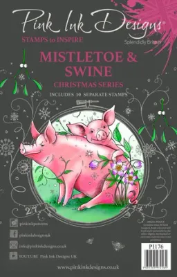 Pink Ink Designs A5 Clear Stamps MISTLETOE &amp; SWINE