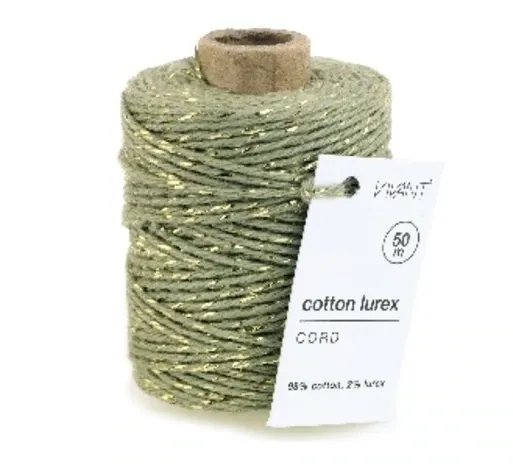Vivant Cotton Lurex Cord 50m SAGE GREEN