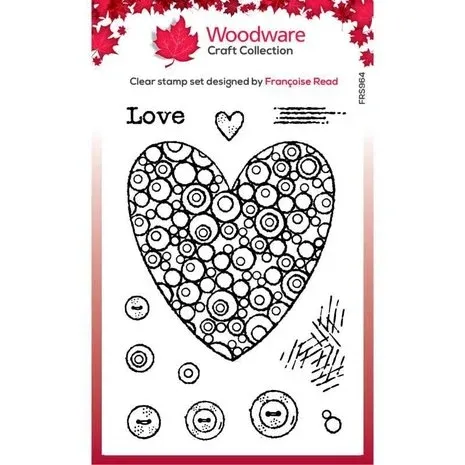 Woodware Bubble Heart Clear Stamps