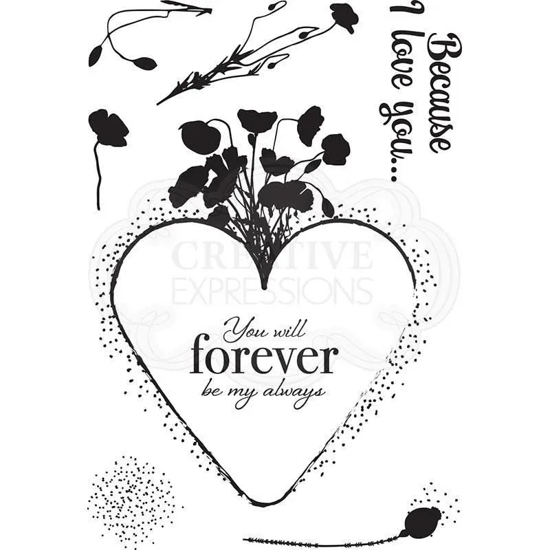Creative Expressions Designer Boutique Clear Stamp A6 Eternal Poppies